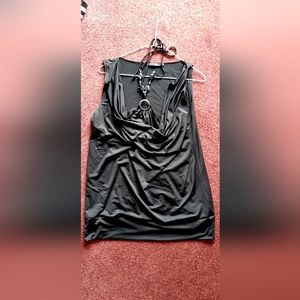 Formal black tank top with halter/ Cowl neck